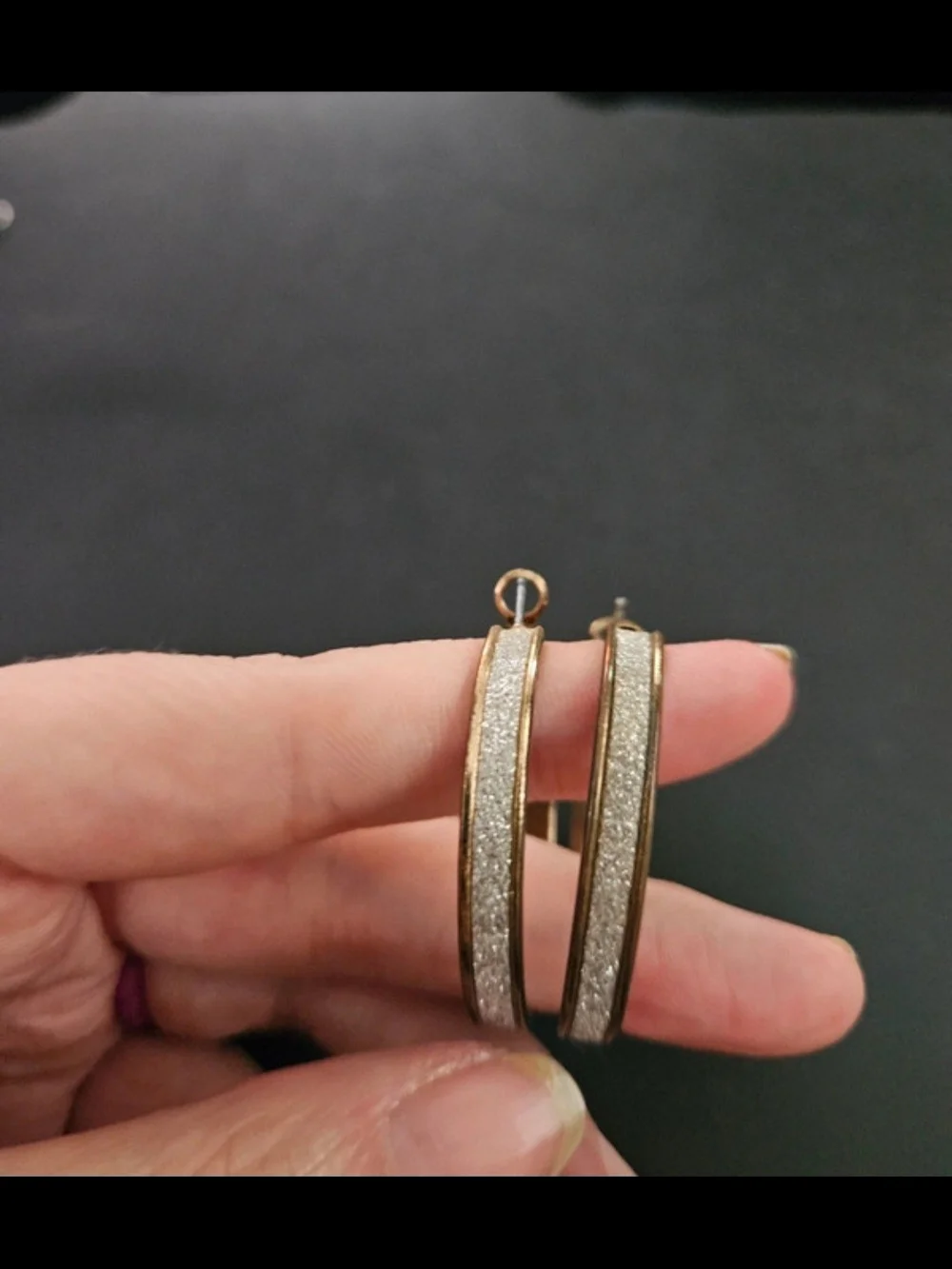 Rose gold glitter hoop earrings